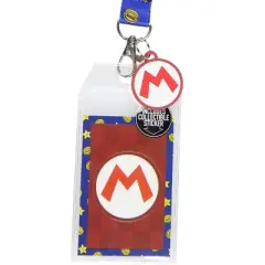 Super Mario Star and Mario Logo Reversible Breakaway Keychain Lanyard ID Holder