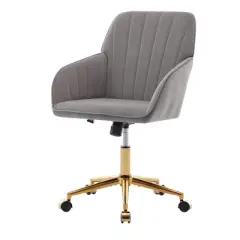 Yinvani Gray Velvet Adjustable Office Chair