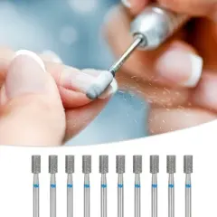 Unique Bargains Emery Nail Drill Bits Set for Acrylic Nails 3/32 Inch Nail Art Tools 44.4mm Length Blue 10Pcs