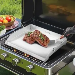 VEVOR Stainless Steel Griddle, 18x16 inch Universal Flat Top Rectangular Plate, Gas Grill Griddle for BBQ Grill, Teppanyaki, Silver