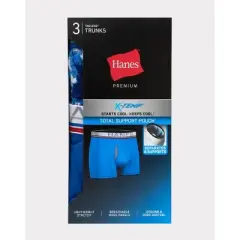 Hanes Premium Men's Xtemp Total Support Pouch Anti Chafing 3pk Boxer Briefs - Blue/Gray