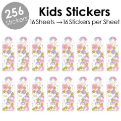 Big Dot of Happiness Rainbow Unicorn - Magical Unicorn Birthday Party Favor Kids Stickers - 16 Sheets - 256 Stickers