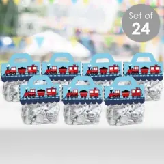 Big Dot of Happiness Railroad Party Crossing DIY Steam Train Birthday Party or Baby Shower Clear Goodie Favor Bag Labels Candy Bags with Toppers 24 Ct