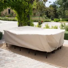 Christopher Knight Home Ronning Outdoor Waterproof Fabric Rectangular Dining Set Cover, Beige