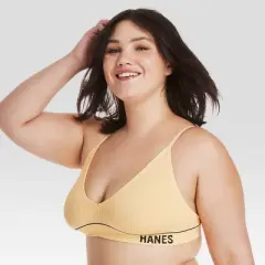 Hanes Originals Women's Ribbed Seamless Triangle Bra MHB005 - Gold