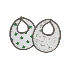 Bacati - Soccerball Green/Gray Muslin 4 pc set of Bibs & Burp Cloths Set