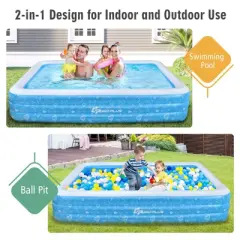 Costway Inflatable Swimming Pool 120'' x 72'' x 22'' Full-Sized Family Swimming Pool