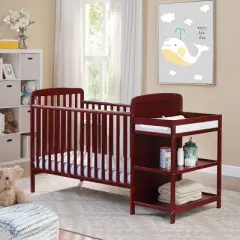 Suite Bebe Ramsey Crib and Changer Combo with Guard Rail/Stabilizer Bar - Cherry