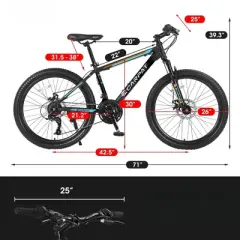 INFURNIC 21 Speed 26 Inch Mountain Bike for Adults Teens Men Women Hardtail MTB with Disc Brakes for Trail Commuting, Blue, 71"*25"*39.3"