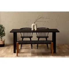 Balka Woven Leather Bench Matte Black - South Shore