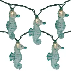 Kurt S. Adler Blue Clear Incandescent Glittered Party Seahorse Light Set 12 feet