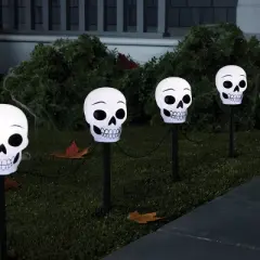 5ct Plastic Skeleton Halloween Novelty Pathway Lights with Cool White LEDs - Hyde and EEK! Boutique&trade;: Outdoor Skeleton Decor, Battery Operated