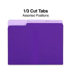 MyOfficeInnovations Colored Top-Tab File Folders 3 Tab Purple Letter Size 24/Pack MYO659790