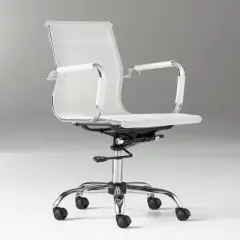 Studio 55D Lealand White and Chrome Low Back Desk Chair