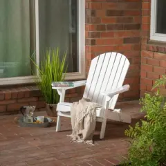 DSVIMOY Adirondack Chair, Folding Outdoor Chair with Wide Armrests, Patio Lawn Chair for Outside Garden Backyard, White, 36.41"*30.31"*33.85"