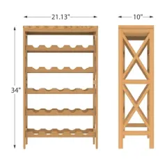 Hastings Home 25-Bottle Holder Freestanding Wine Rack with Tabletop, Brown