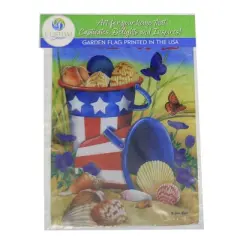 Home & Garden Beach Pails Garden Flag  -  One Garden Flag 18.0 Inches -  Sea Shells Patriotic  -  4562Fm  -  Polyester  -  Multicolored