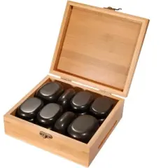 Master Massage Deluxe Basalt Massage Hot Stone Set with Bamboo Box