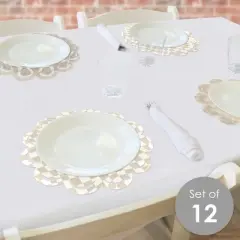 Big Dot of Happiness Tan Checkered Party - Round Table Decorations - Paper Chargers - Place Setting For 12