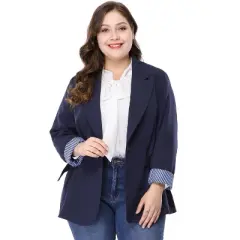 Agnes Orinda Women's Plus Size Work Fashion Notched Lapel Formal Blazer