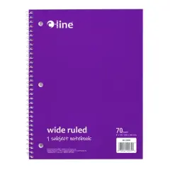 C-Line&reg; 1-Subject Notebook, 70 Page, Wide Ruled, Purple, Pack of 12