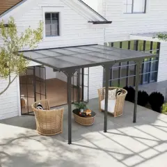 Resenkos Outdoor Garden Gazebo, Sunshade Gazebo Canopy,12' x 10' Outdoor Polycarbonate Pergola, Transparent UV Blocking Awning, Hardtop Deck