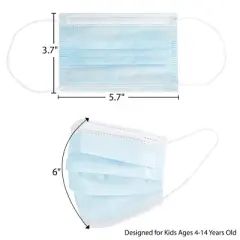 Disposable 3-Ply Face Mask with Ear Loops for Kids