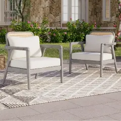 Christopher Knight Home Terry Patio Rustic Acacia Wood Club Chair with Water Resistant Cushions (Set of 2)