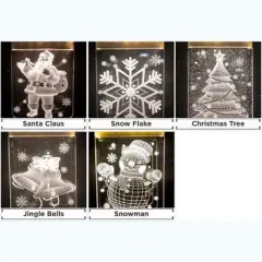 5 Star Super Deals 5pc - 3D Hanging LED Christmas Window Curtain Lights - Holiday Decoration Santa, Snowflake, Jingle Bell, Snowman & Christmas Tree