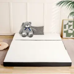 MUUEGM 3" Tri-Fold Memory Foam Mattress| Portable Mattress with Washable Cover, Storage Bag and Non-Slip Bottom, Single