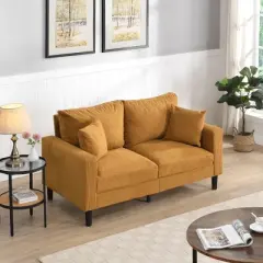 57 " High Resilience Loveseat Sofa, Wooden Frame 2 Seat Sofa, Comfy , Small Space Saving Modern Polyester Sofa