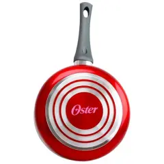 Oster Herscher 2.5 Quart Aluminum Sauce Pan with Tempered Glass Lid in Red