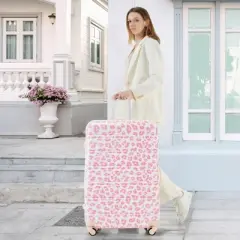 NAYSAYE Luggage Hardshell Set 3 Piece Spinner Suitcases with TSA Lock Expandable for Travel, Pink Leopard, 28.3"*17.9"*11.6"