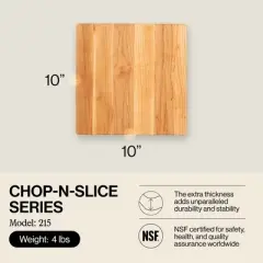 John Boos Small Chop-N-Slice Maple Wood Cutting Board for Kitchen, Reversible Edge Grain Square Butcher Boos Block