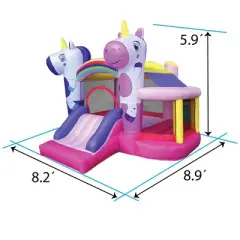 Pogo Bounce House Backyard Kids Unicorn Inflatable Bounce House with Slide