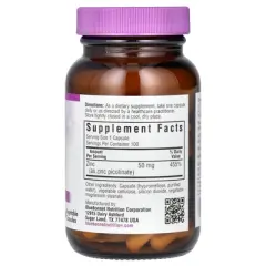Bluebonnet Nutrition Zinc Picolinate, 50 mg, 100 Vegetable Capsules