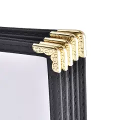 WeChef 20 Menu Cover 10 View Double Stitch Black Trim 8 1/2"x11" Cafe Fold 5 Page Book