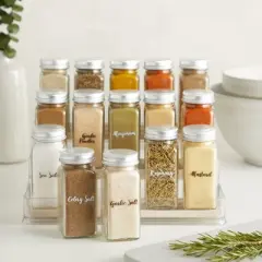 Talented Kitchen 300 Preprinted Spice Labels, Clear Spice Jar Labels for Pantry and Kitchen Spice Rack Organization, Black & White