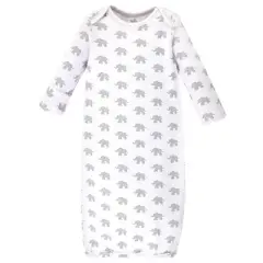 Touched by Nature Baby Organic Cotton Long-Sleeve Gowns 3pk, Marching Elephant, 0-6 Months