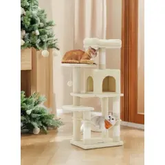 44.1' Cat Tree Tower for Indoor Cats ,Multi-Level Cat Condo Cat Furniture with Scratching Posts, Perches, Hammock, Cave