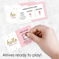 Big Dot of Happiness Hello Little One - Pink and Gold - Girl Baby Shower Game Scratch Off Cards - 22 Count