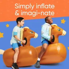 HearthSong Set of 2 Inflatable Horse Ride On Bouncer Hop Toy for Kids' Active Play