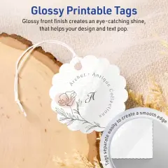 Avery Printable Round Scalloped Tags with Sure Feed Technology, 2-1/2" Diameter, Glossy White Cardstock, Print-to-the-Edge, Laser/Inkjet, 90 Total