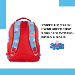 Peppa Pig Backpack for Girls - Peppa, George, Mummy and Daddy - 16" Backpack For School - Front Pocket and Laptop Sleeve Backpack, Blue