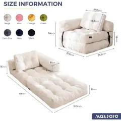 MAXYOYO Folding Sofa Bed, L-Shaped Convertible Sofa Bed with Armrest Foldable Sleeper Sofa
