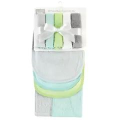 Hudson Baby Unisex Baby Rayon from Bamboo Bib, Burp Cloth and Washcloth 10Pk, Gray Mint Lime, One Size