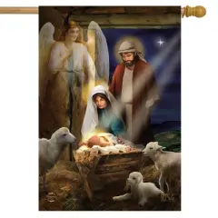 Briarwood Lane House Flag 40x28 For Outdoor Holy Nativity Christmas For Christmas House Flag
