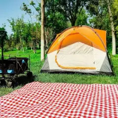 NAYSAYE Camping Tent 4 Person Family Tent Waterproof Windproof Double Layer with Net Window Rain Fly Portable for Camping, Yellow