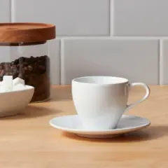 3.4oz Porcelain Espresso Cup with Saucer White - Threshold&trade;: Traditional Style, Dishwasher & Microwave Safe