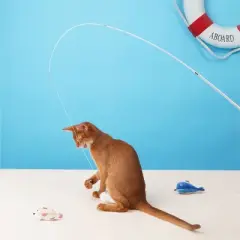 zeze Telescopic Fishing Rod Fishing Cat Toy-Blue